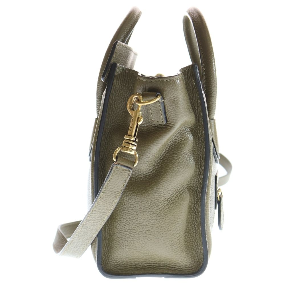 CELINE (セリーヌ) ラゲージ ナノ カーキ レザー 2wayハンドバッグ