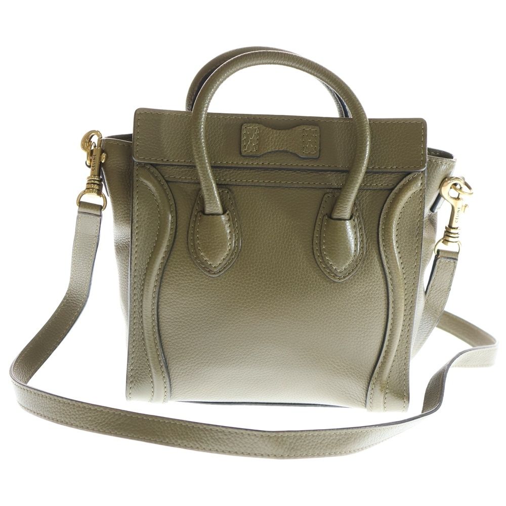 CELINE (セリーヌ) ラゲージ ナノ カーキ レザー 2wayハンドバッグ