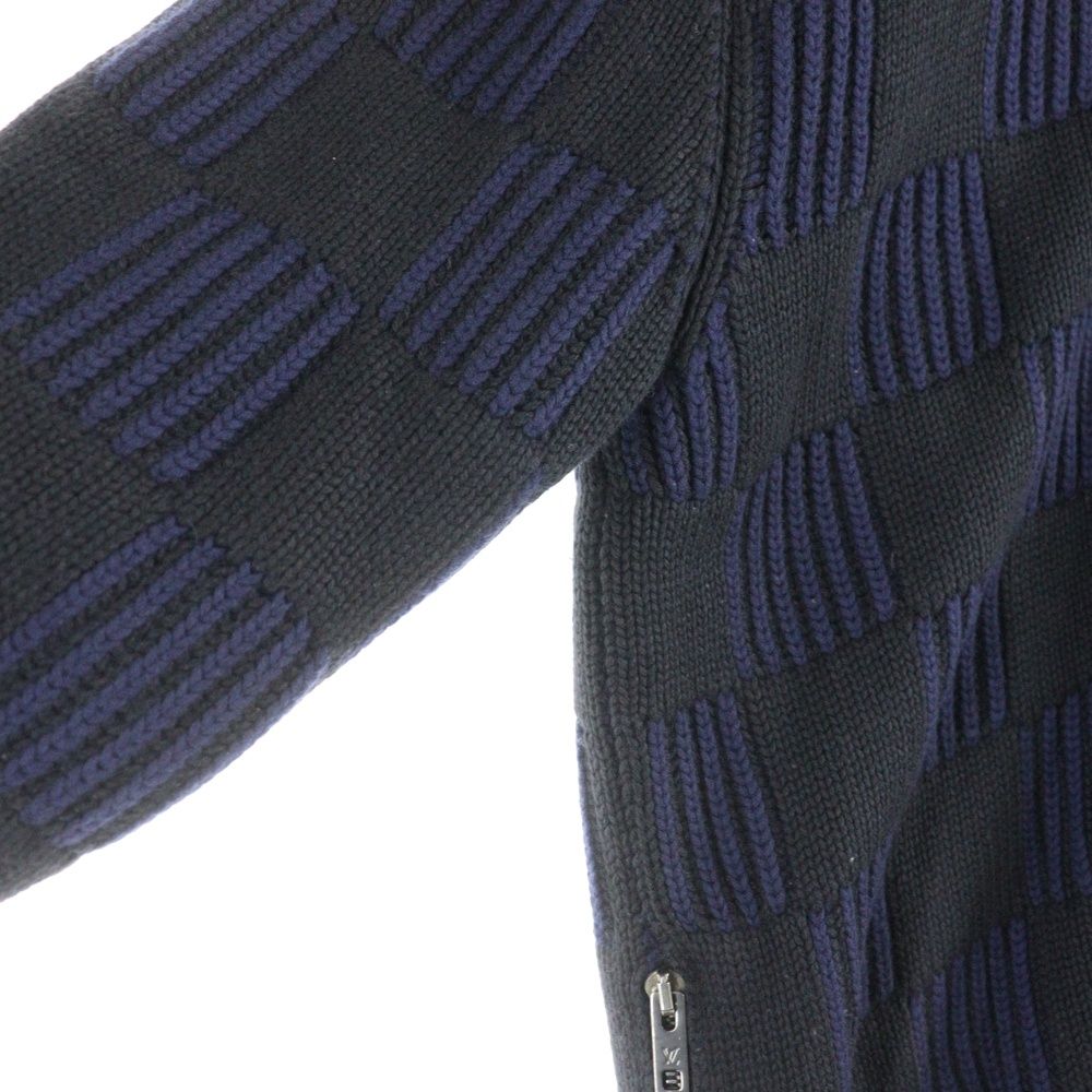 美品✨ルイヴィトン ダミエ ドライバーズニット ジップジャケット Ｓ相当 LOUIS VUITTON (ルイヴィトン) ダミエジャガード ウール スタンド