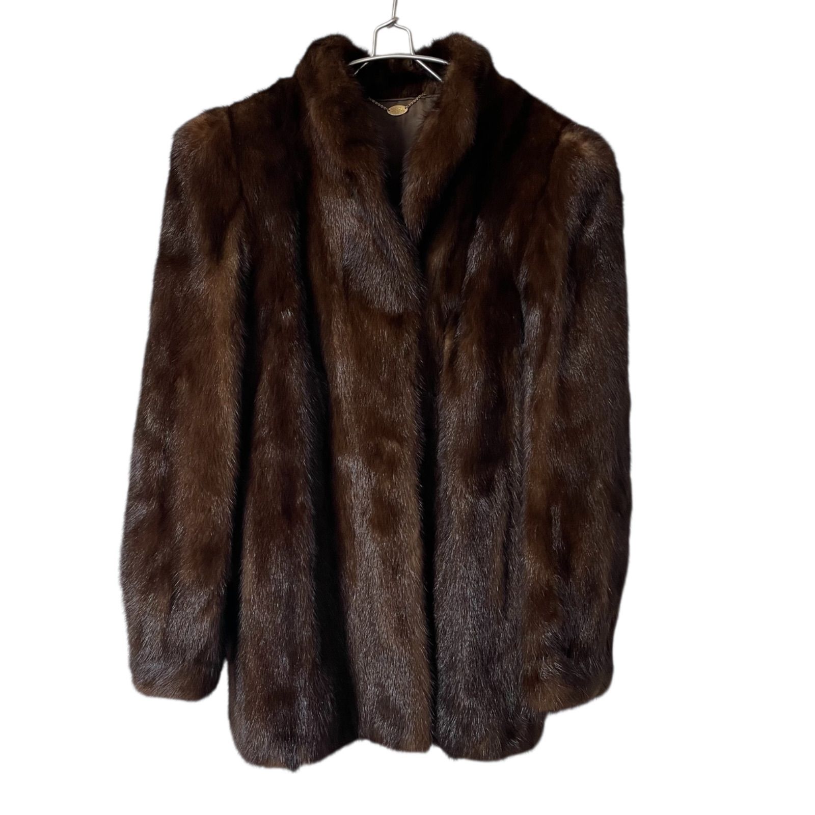 【新品】MG Sable ミンク 毛皮 リアルファー　コート　茶系　L 美品 毛皮 ミンク リアルファー コート ハーフ丈 11 Lサイズ相当
