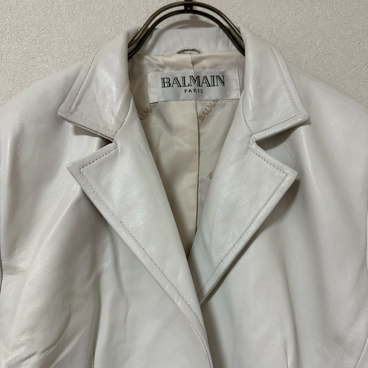 BALMAIN レザージャケット オフホワイト 9 羊革 大人 オシャレ 【公式