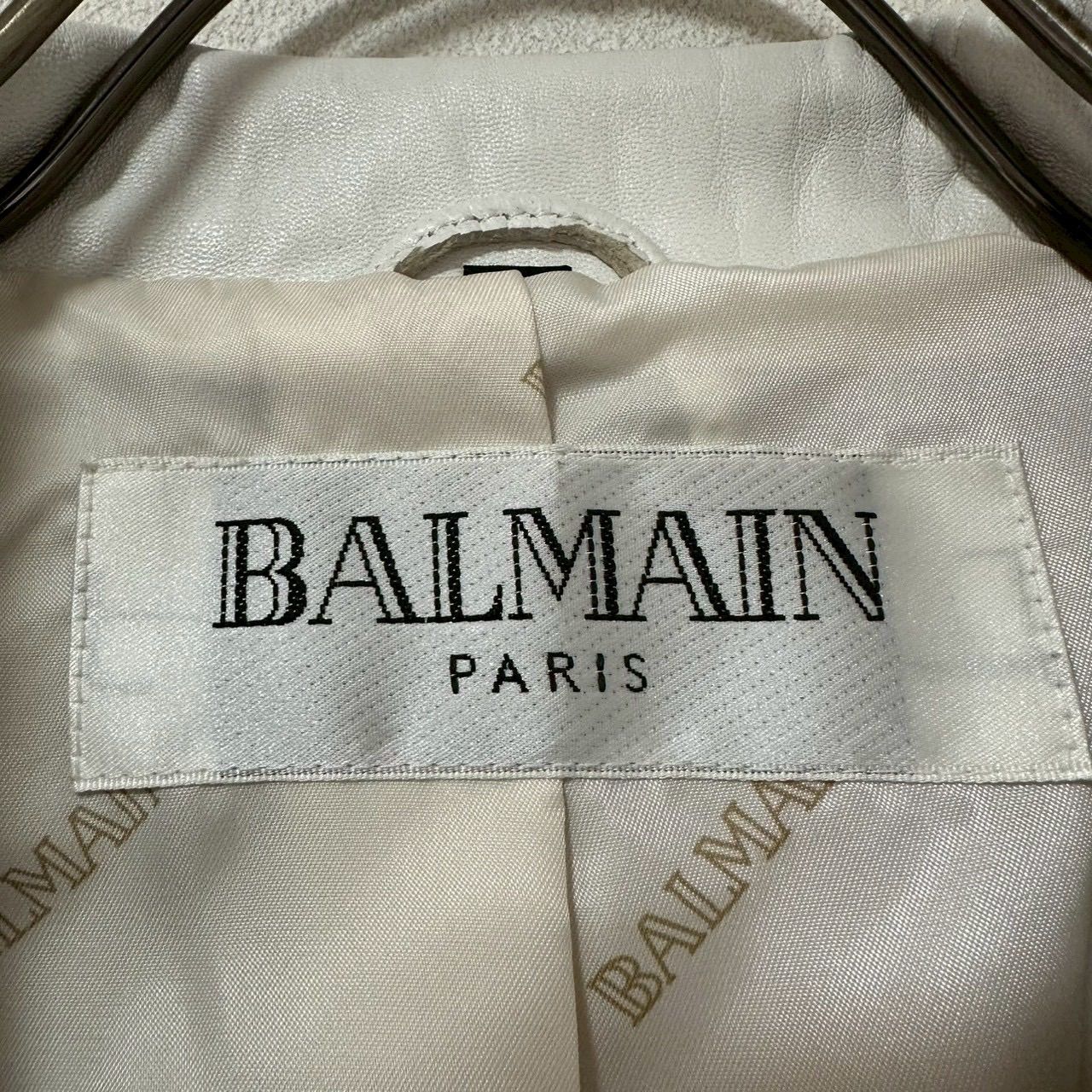 BALMAIN 羊革ジャケット 9号 最高級ラムレザー】バルマン 羊革 レザージャケット ピンク 9号 訳あり