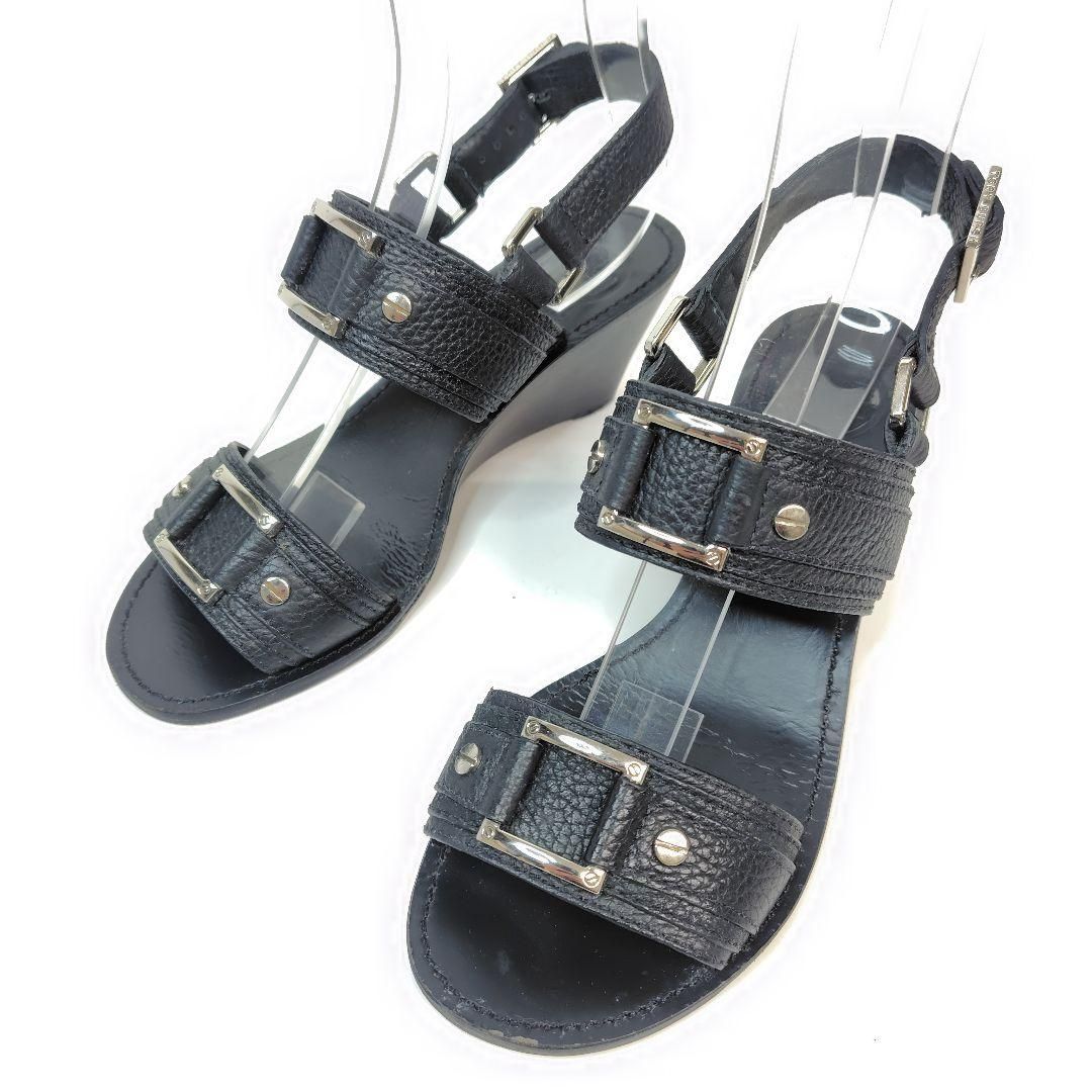 Tory Burch トリーバーチ サンダル 6M ベルト ウエッジソール 黒 23cm