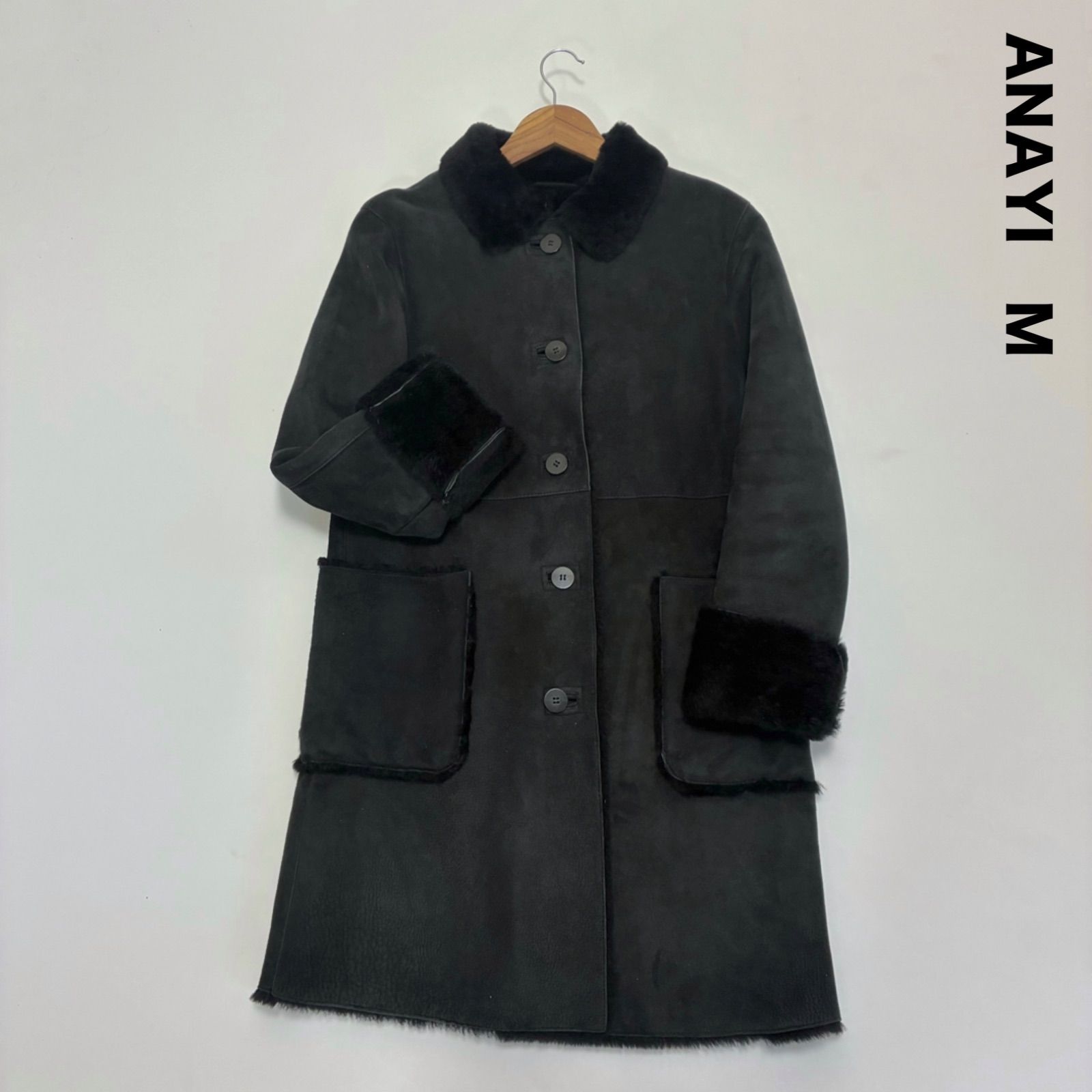 ANAYI アナイ☆リアルムートン羊革コート M 小売 ブラック 2025年最新