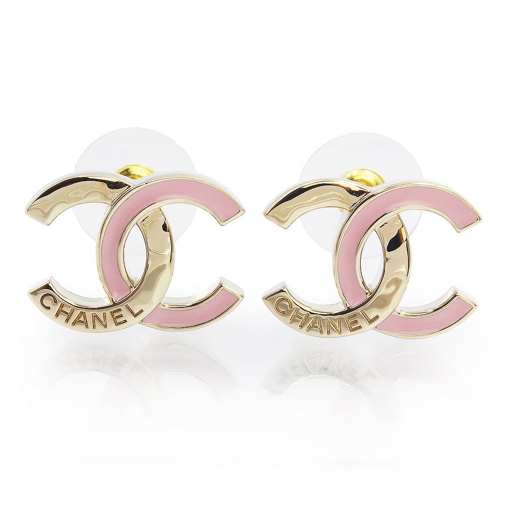【本物】CHANEL　シャネル　ココマーク　ピアス　ピンク CHANEL(シャネル) ココマーク コンパクト ワンポイント イヤリング