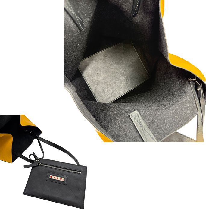 MARNI マルニ レザートートバッグ バイカラー ポーチ付き - メルカリ