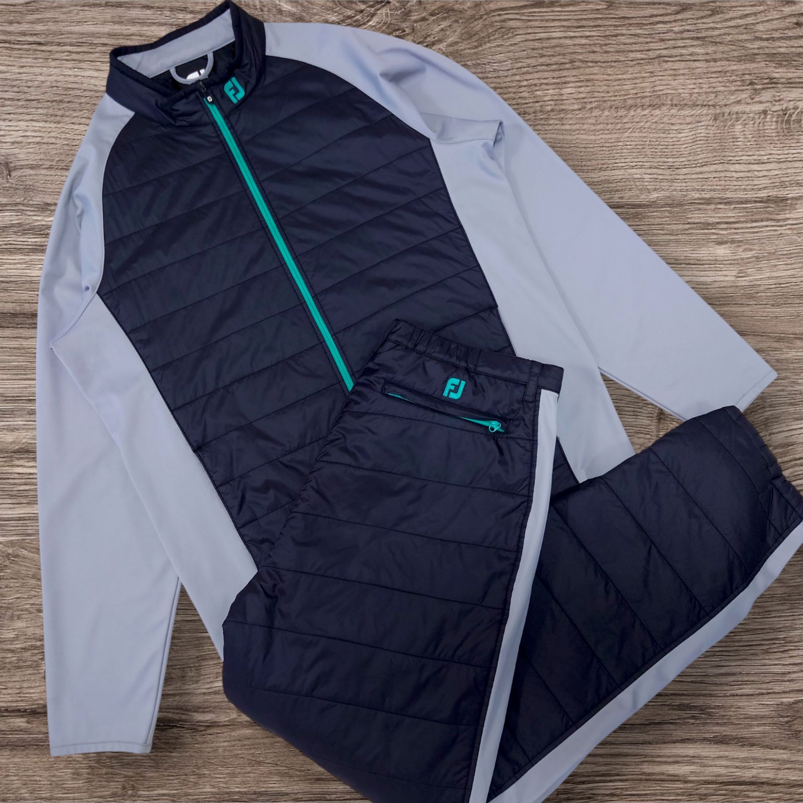 FJ　フットジョイ　ゴルフ　中綿ジャケット　パンツ　セットアップ　上下セット 美品 FJ FootJoy 中綿セットアップ ジャケット パンツ ブラック メンズ