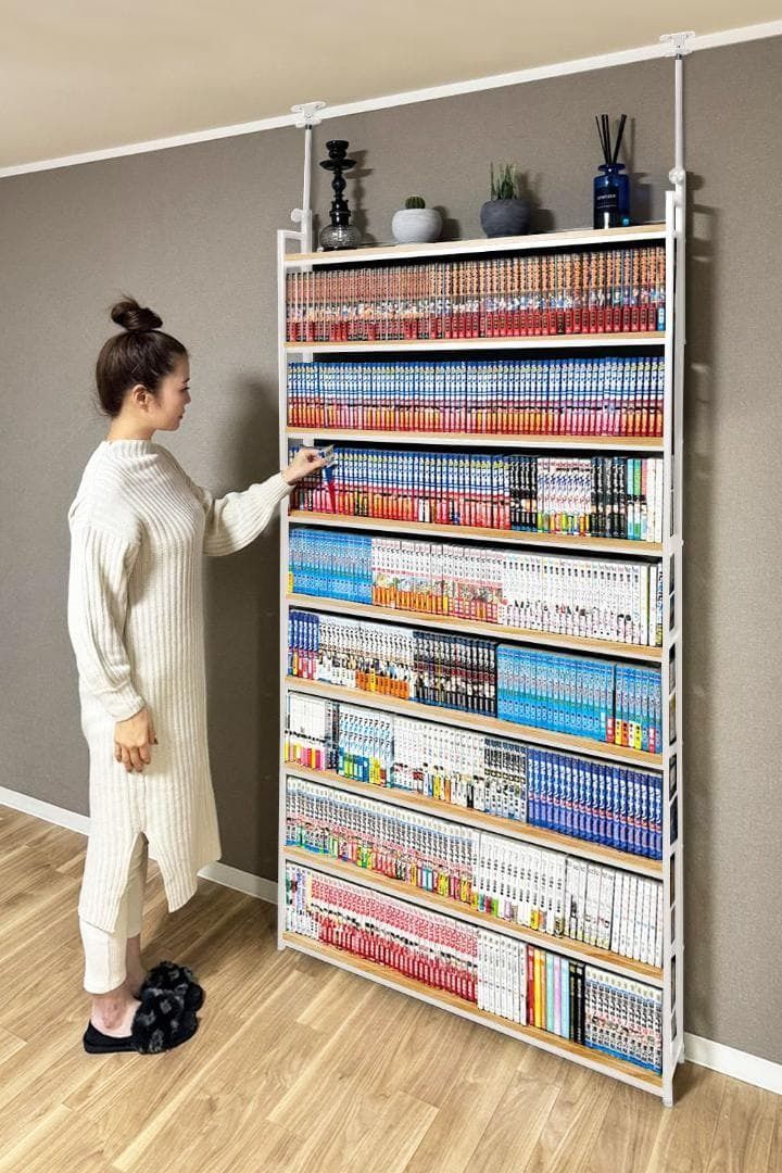 8tail 本棚 突っ張り ラック 幅101cm ホワイト×ナチュラル - メルカリ