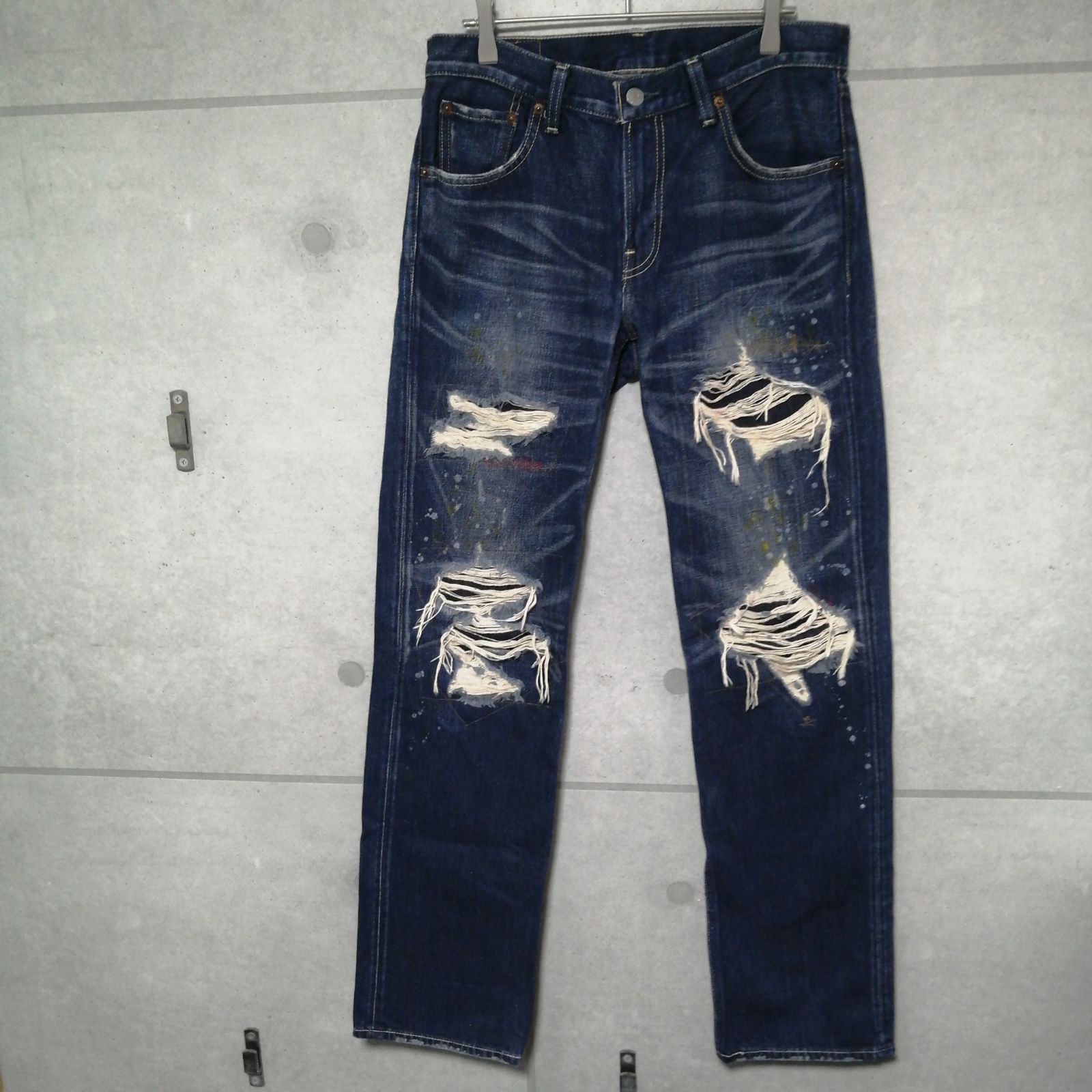 希少】Levi's 502 ダメージ加工 赤耳 ストレートデニム W30 L33 デニム