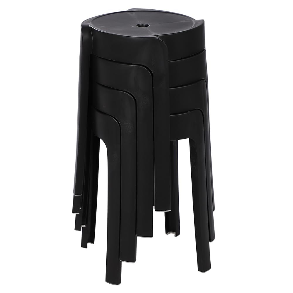 AZNABLE ガーデンチェア スタッキングスツール ルームチェア 丸いす 椅子 重ねられる (ブラック) [ブラック4個セット]