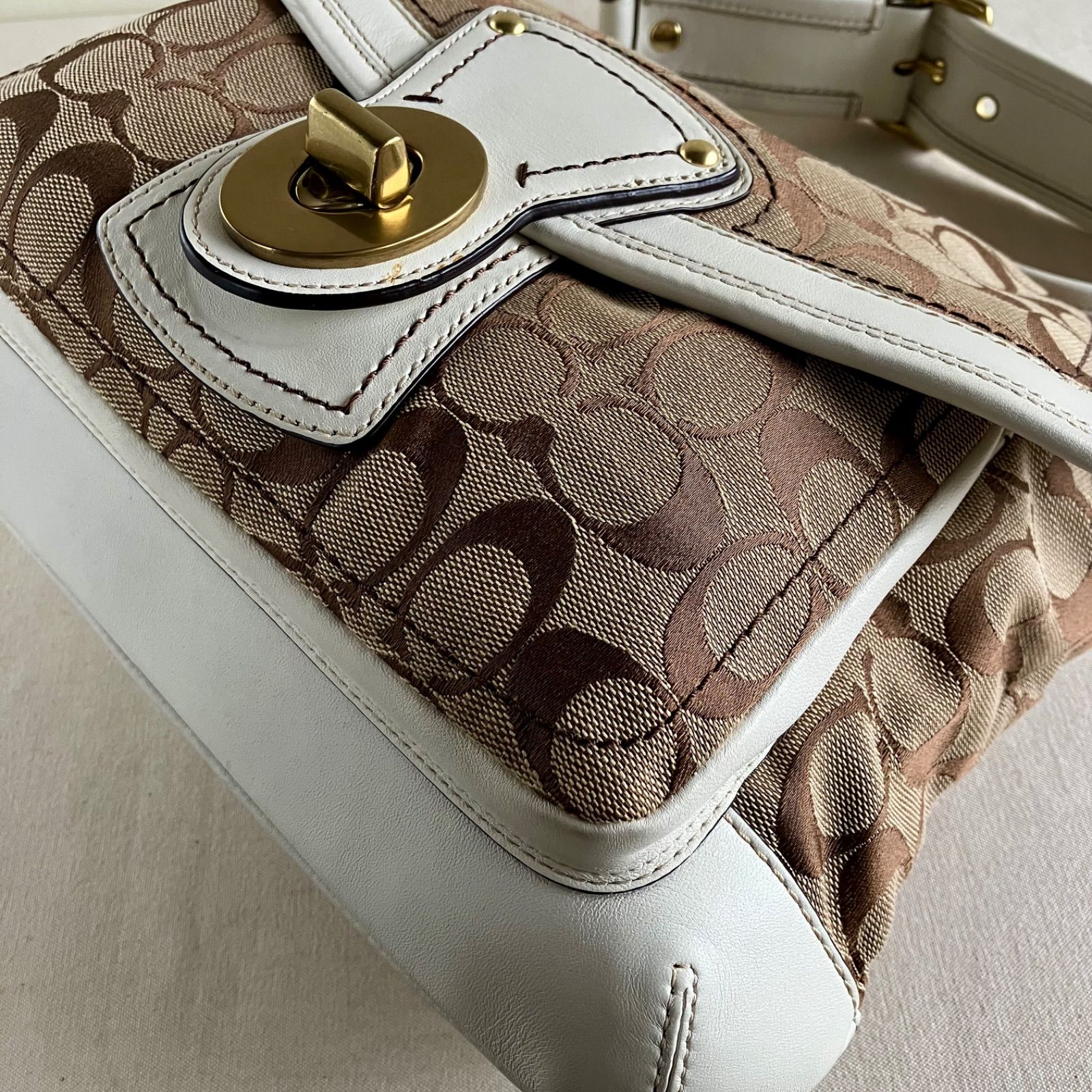 Coach Vintage y2k Ali Slim Legacy BrownSignature Canvas Leather