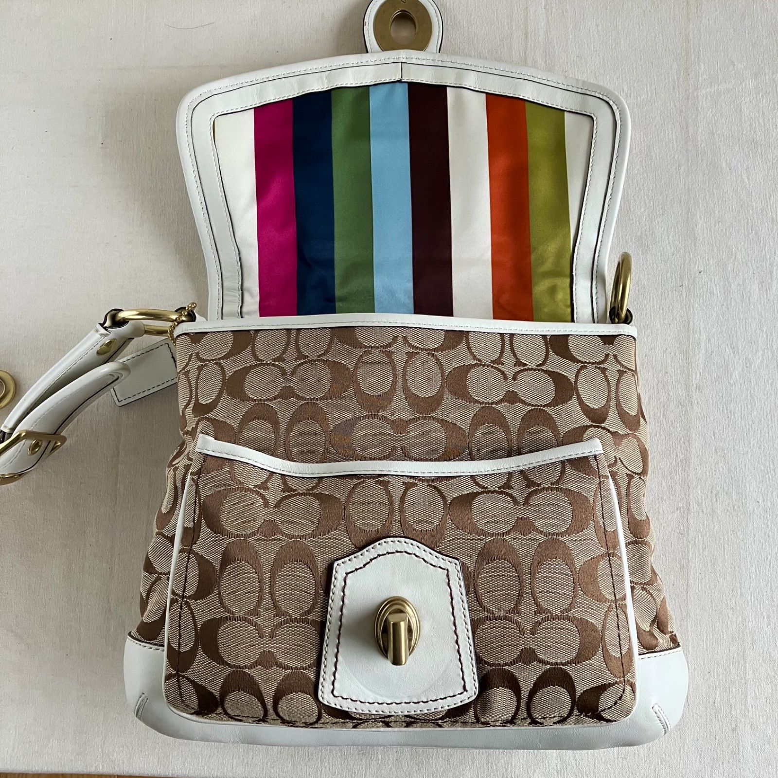 Coach Vintage y2k Ali Slim Legacy BrownSignature Canvas Leather