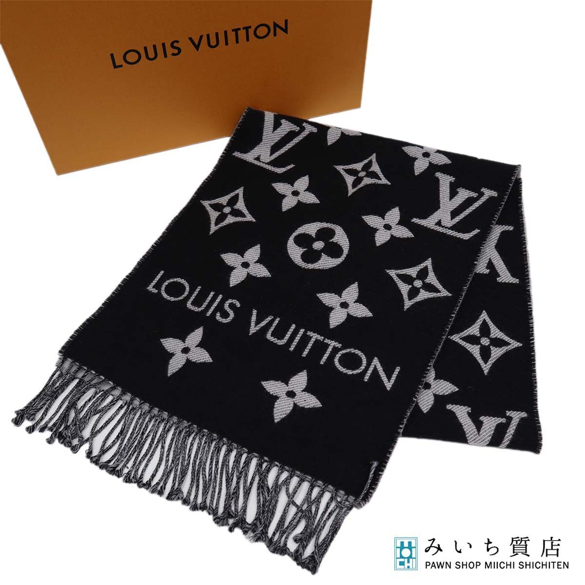 LOUIS VUITTON LV ルイヴィトン マフラー M77853 モノグラム ブラック