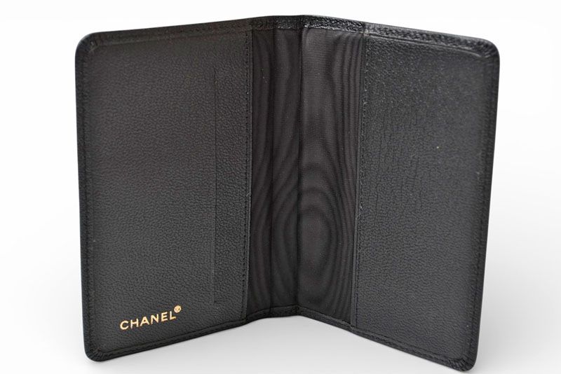 シャネル 黒 ミニ手帳カバー 名刺入れ アドレス帳 CHANEL シャネル 手帳カバー ミニ ブラック レザー アドレス帳 k544