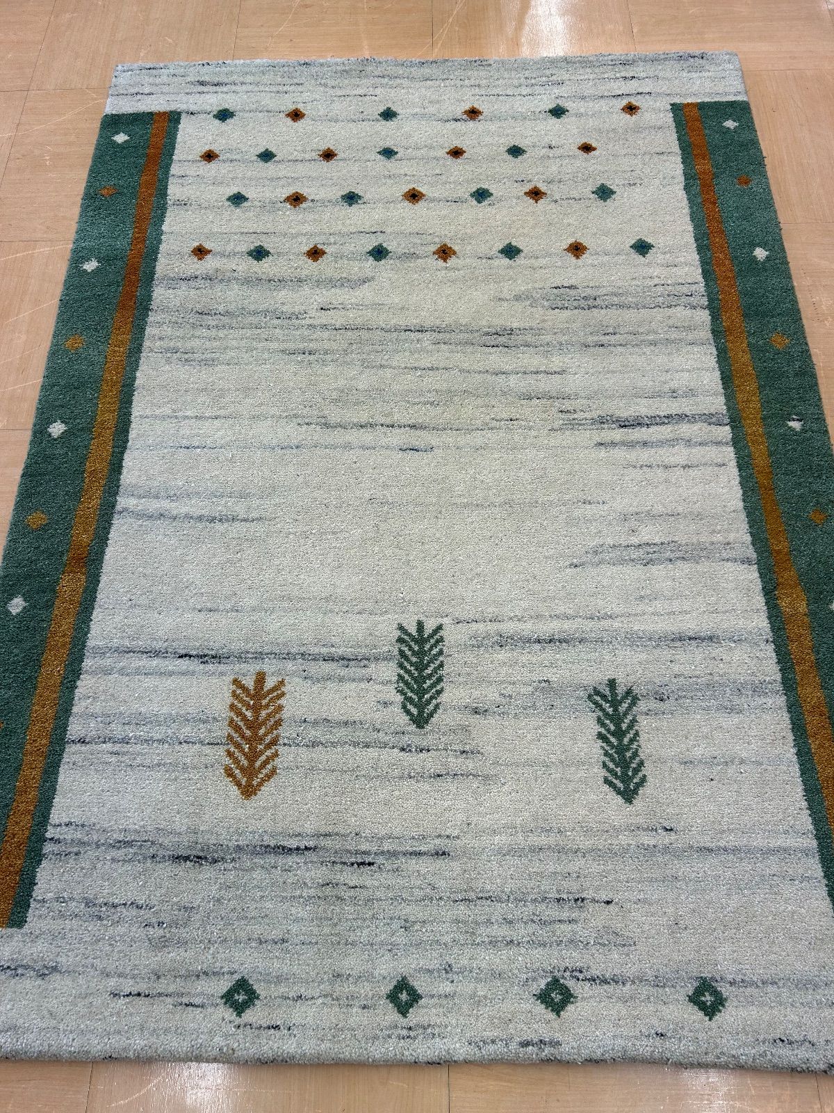 展示品特価】高級インド手織り絨毯 インドギャッベ ラグ 約140X200