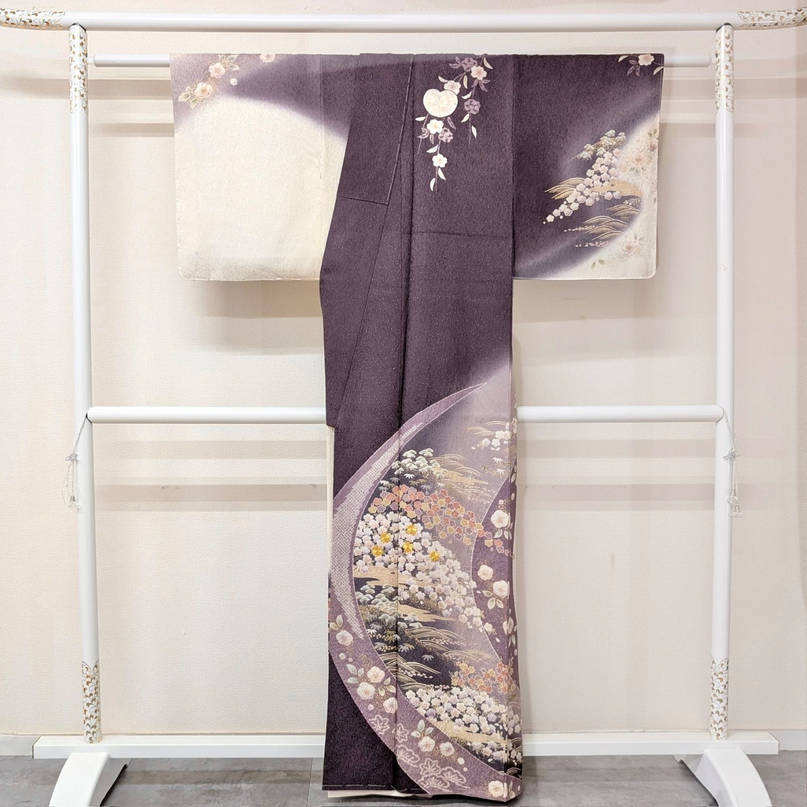 K0637 美品 逸品 粋 銀通し 総絞り 正絹 訪問着 K0637 美品 逸品 粋 銀通し 総絞り 正絹 訪問着 通販で着物を