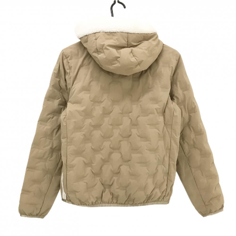 ニューバランスゴルフ フード付ダウンジャケット ベージュ ロゴ総柄地