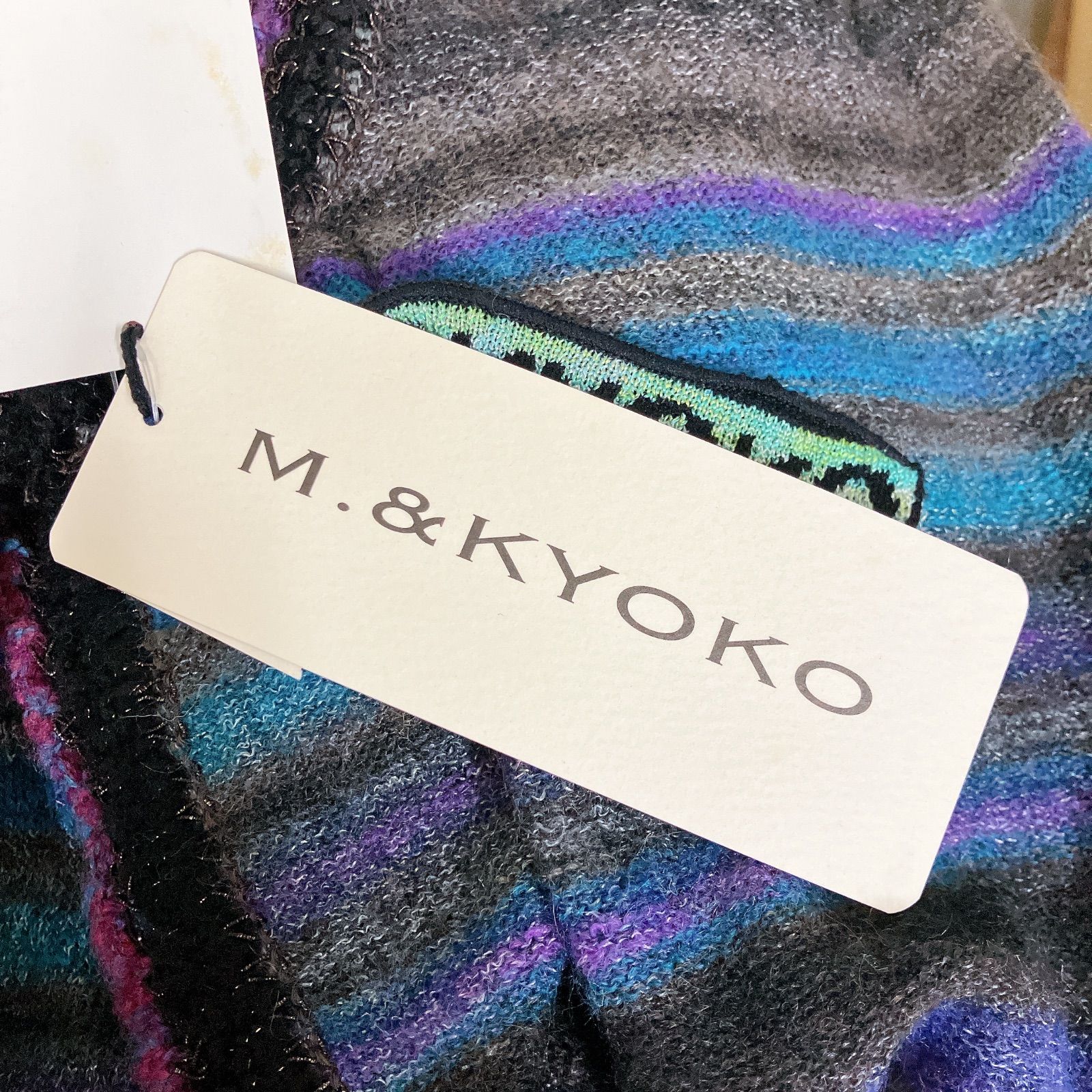 M&Kyoko エムアンドキョウコ　新品未使用 カーディガン L サイズ M &KYOKO エムアンドキョウコ カーディガン ニット 透かし編み マルチ