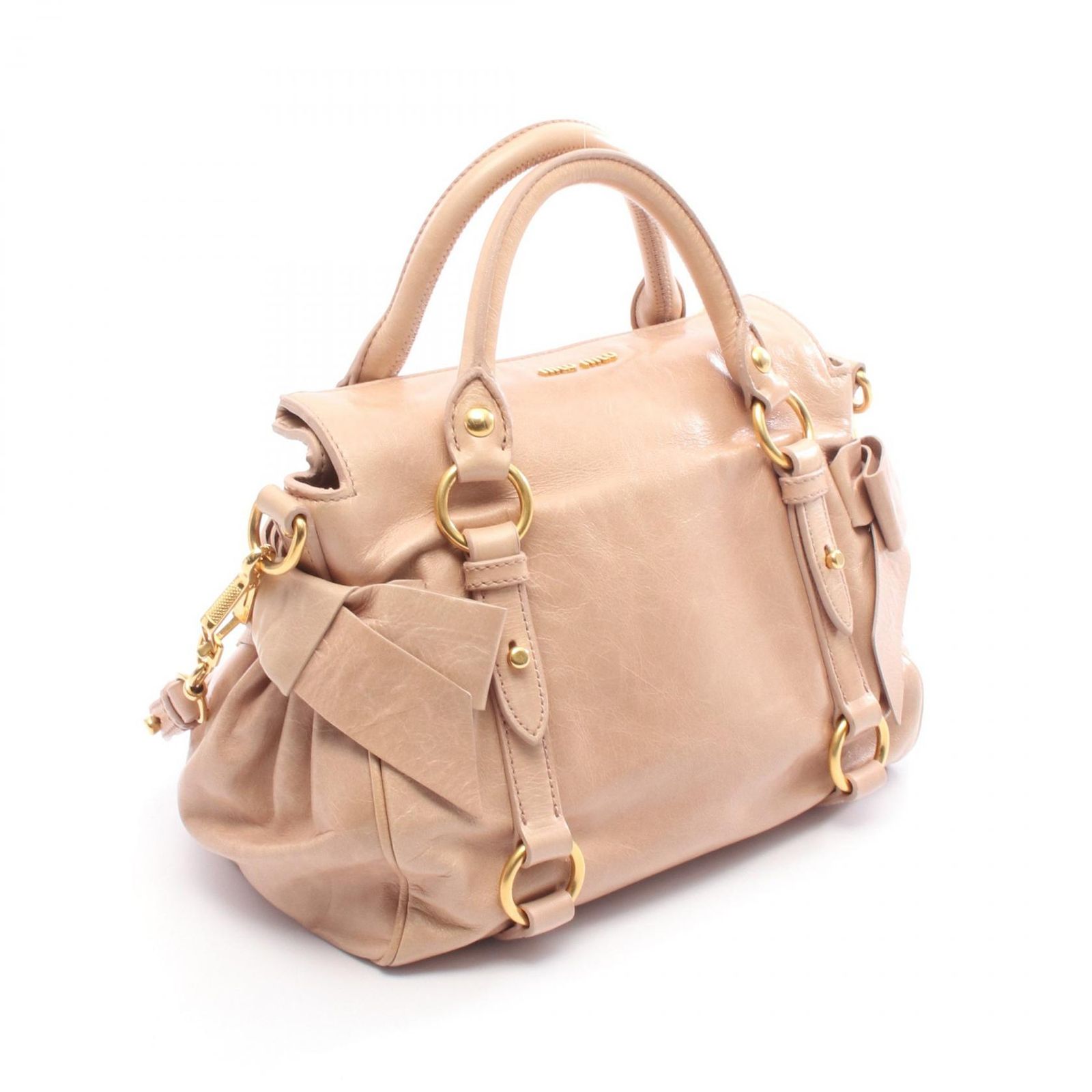 ミュウ ミュウ Miu Miu ハンドバッグ VITELLO LUX サイドリボン RT0438 