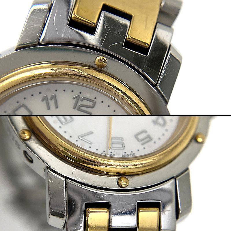 エルメス クリッパー ナクレ CL4.220 SSxGP ホワイトシェル文字盤