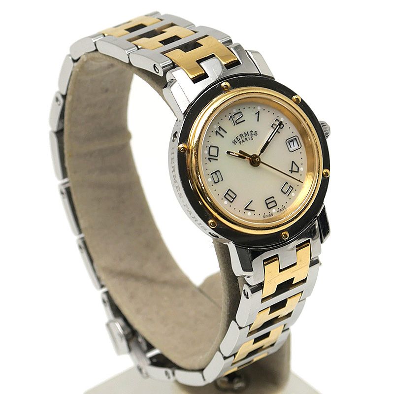 エルメス クリッパー ナクレ CL4.220 SSxGP ホワイトシェル文字盤