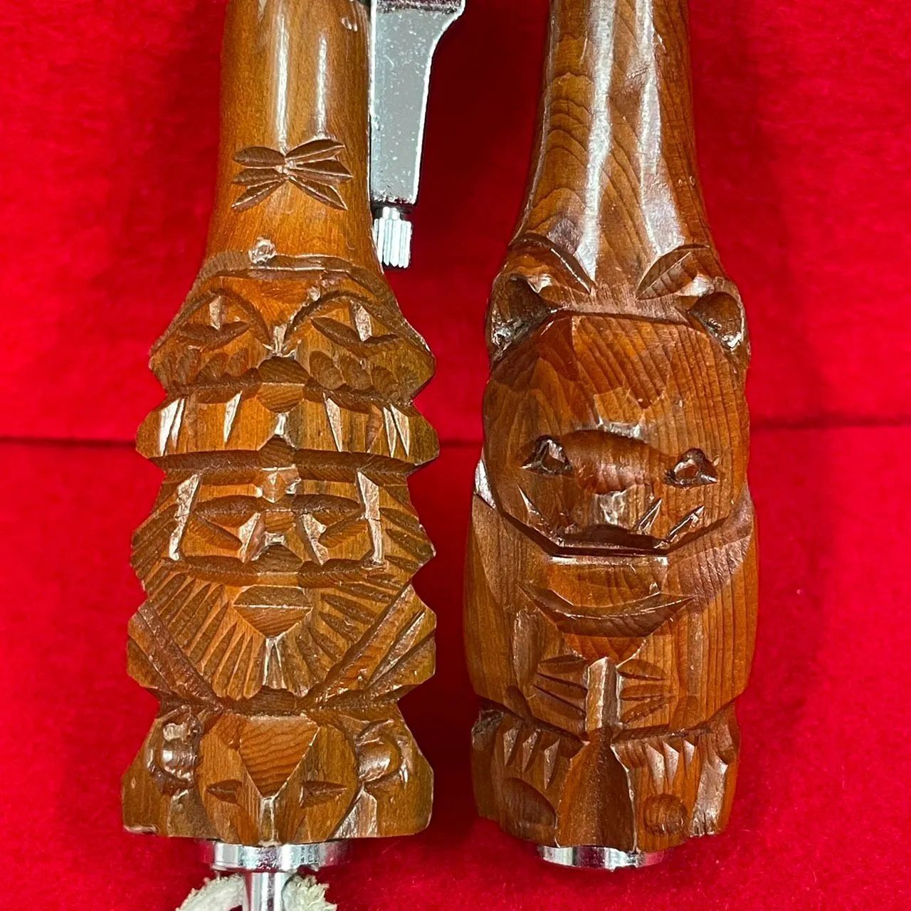 北海道 アイヌ 木彫りライター ニポポ 熊ぼっこ 2本セット 現状品 ガス 