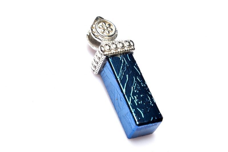 アクセサリー シルバー925 アルタイ隕石(メテオライト) 14x5mm ブルー 