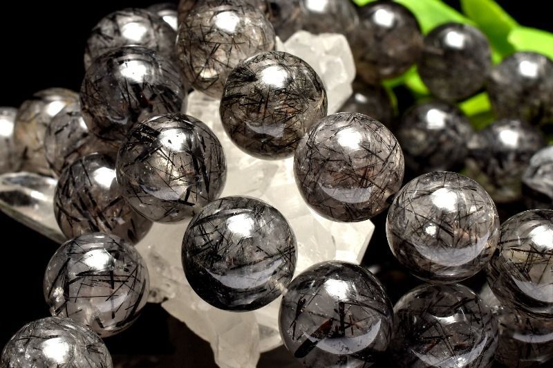 放射状◇黒い針 ブラックトルマリンインクォーツ 8mm ブレスレット 1個