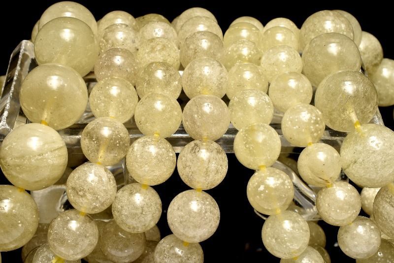 クリストバイライト内包！ リビアングラス 14.5-15mm ブレスレット 1個