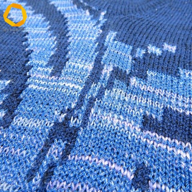 a サイトウトヨコ 斉藤都世子 ニット ワンピース 紺 水色 マルチ ラメ