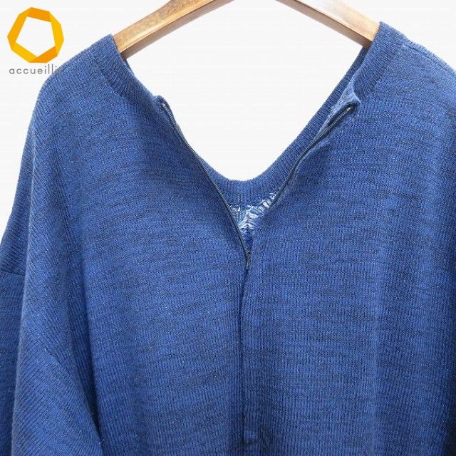 a サイトウトヨコ 斉藤都世子 ニット ワンピース 紺 水色 マルチ ラメ