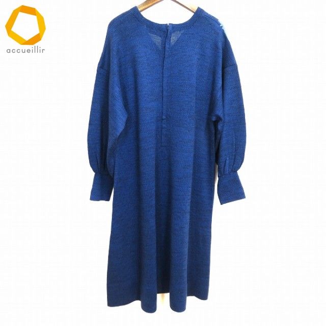 a サイトウトヨコ 斉藤都世子 ニット ワンピース 紺 水色 マルチ ラメ