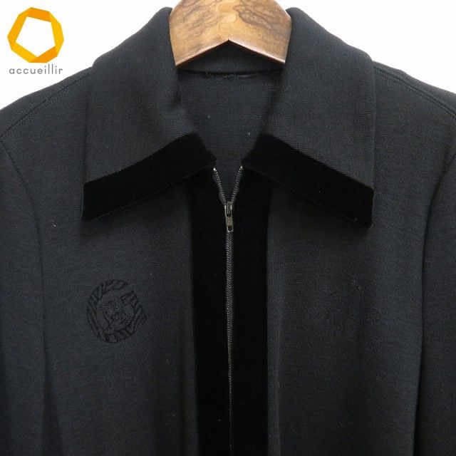 w イタリヤ 伊太利屋 ニット ロング カーディガン 7号 黒 アニマル柄