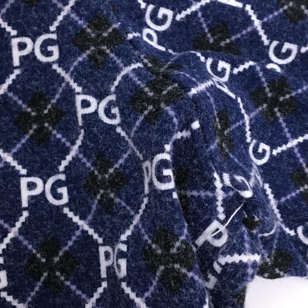 美品【パーリーゲイツ】ゴルフ ハイネック 長袖Tシャツ ロンT 総柄 紺×白 PEARLY GATES（パーリーゲイツ） 【超美品】パーリーゲイツ 長袖