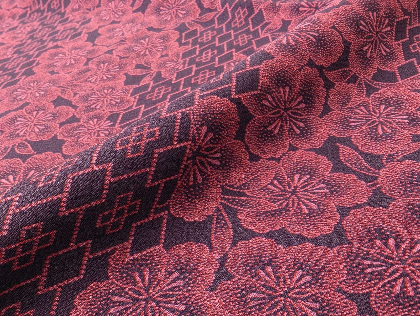 正絹重要無形文化財伊勢型写し江戸小紋 美品 逸品 伝統工芸士 岡崎忠良 重要無形文化財 伊勢型紙彫刻 正絹