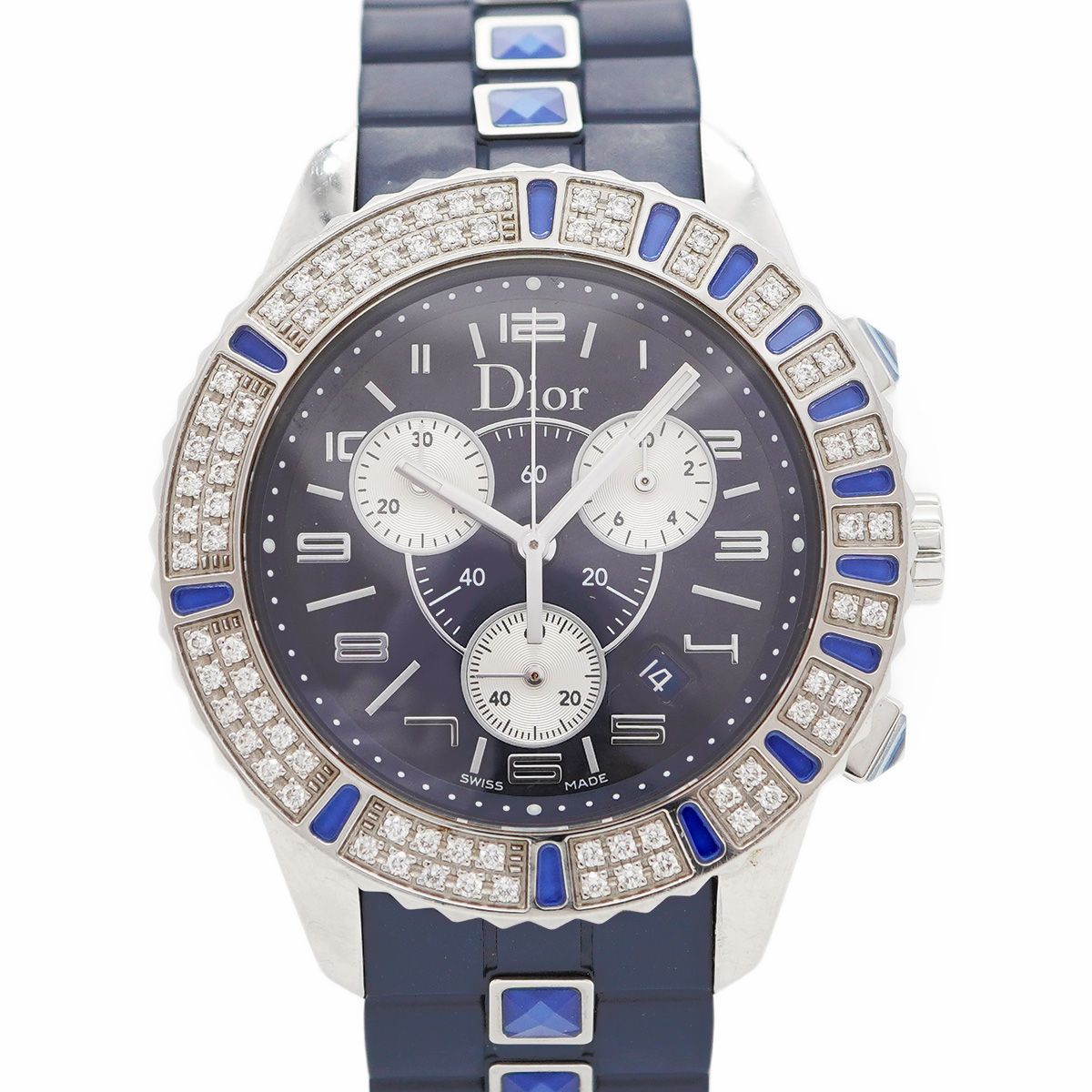Christian Dior 腕時計 ネイビー Dior Bakira Watch D47-153-5 Gold Plated x Embossed Leather Quartz