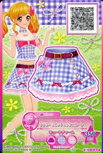 中古】アイカツDCD 2-14-(3)-b[N]：フラワーリボンチェックスカート/虹