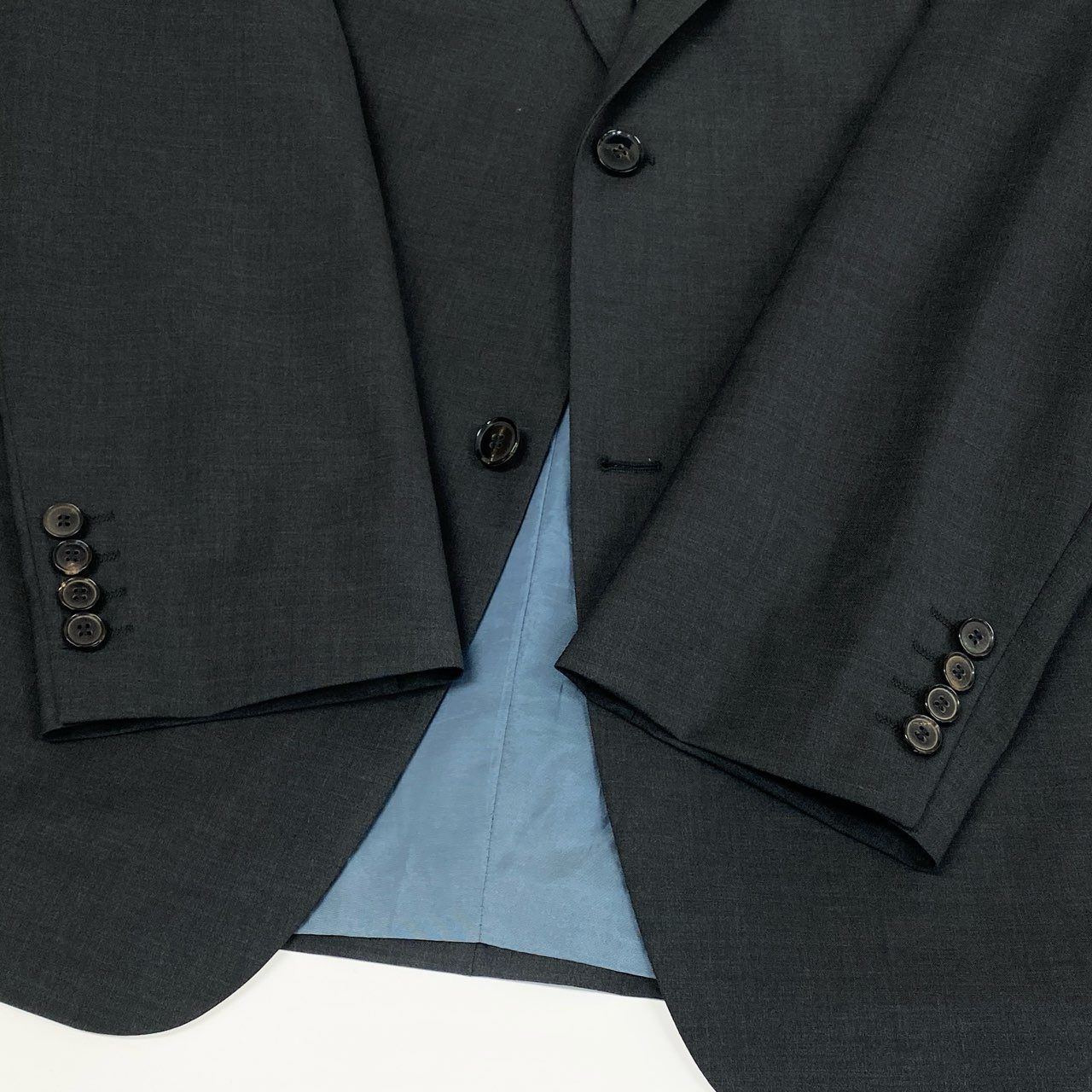 美品 ヒューゴボス セットアップスーツ ダークグレー 56 ウール ストライプ 37L23 HUGO BOSS ヒューゴボス スーツセットアップ テーラード