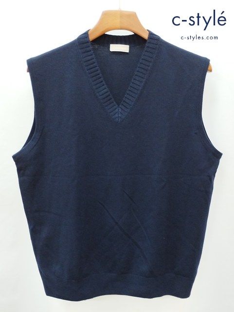 　クルチアーニ　ネイビーベスト　50 新品 P300 [人気] Cruciani クルチアーニ ニットベスト 52 ネイビー ウール