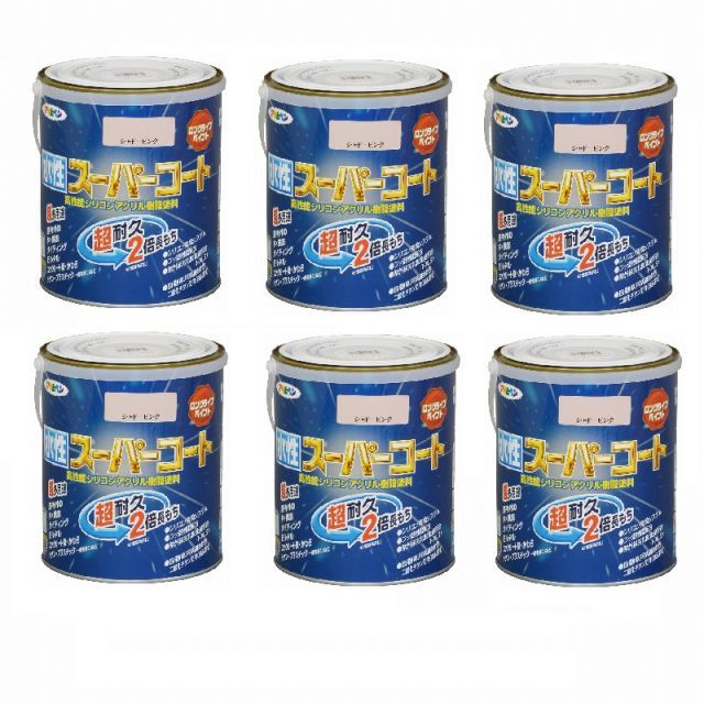 アサヒペン 水性スーパーコート １．６Ｌ シャドーピンク 6缶セット