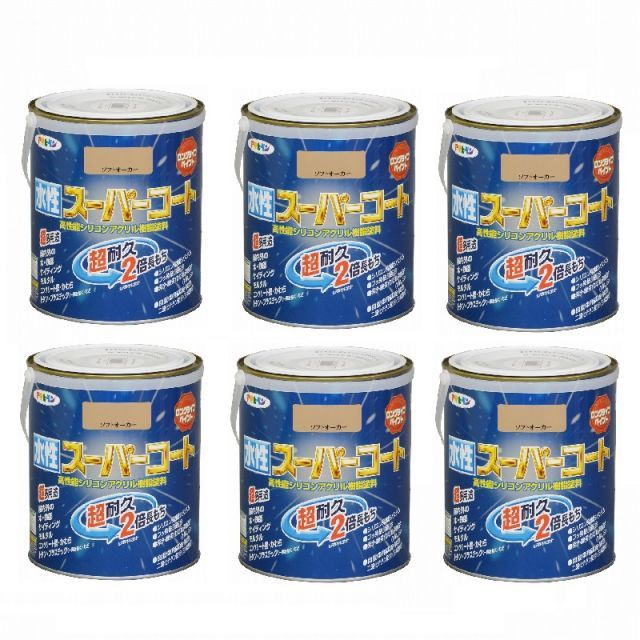 アサヒペン 水性スーパーコート １．６Ｌ ソフトオーカー 6缶セット