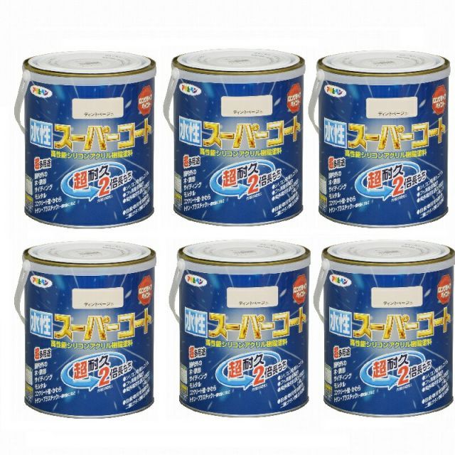 アサヒペン 水性スーパーコート １．６Ｌ ティントベージュ 6缶セット