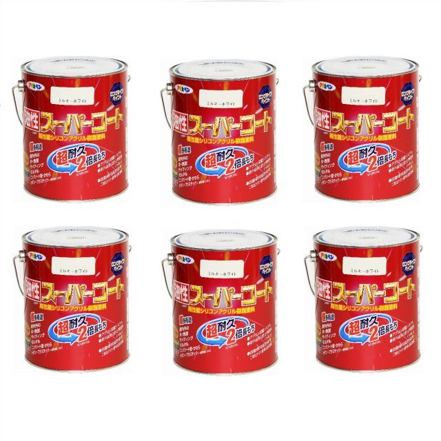 アサヒペン 油性スーパーコート １．６Ｌ ミルキーホワイト 6缶セット