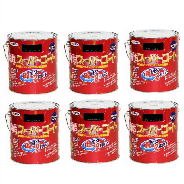 アサヒペン 油性スーパーコート １．６Ｌ アイリッシュグリーン 6缶セット