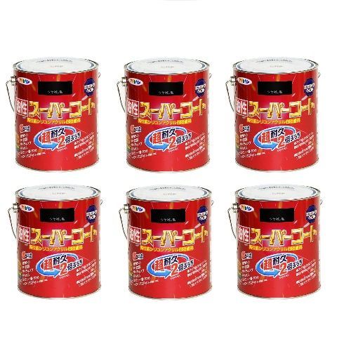アサヒペン 油性スーパーコート １．６Ｌ ツヤ消し黒 6缶セット