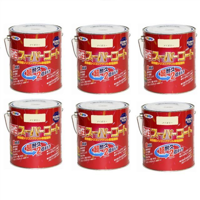 アサヒペン 油性スーパーコート １．６Ｌ アイボリー 6缶セット