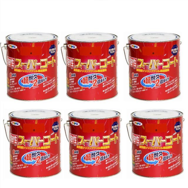 アサヒペン 油性スーパーコート １．６Ｌ 赤 6缶セット
