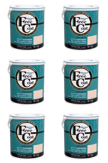アトムハウスペイント 水性フリーコート 1.6 L ピーチベージュ 6缶セット