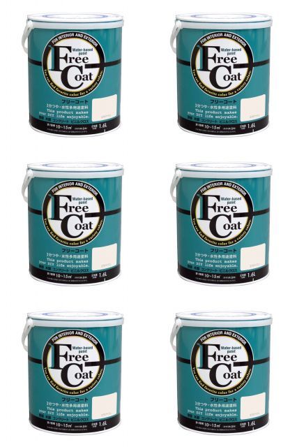 アトムハウスペイント 水性フリーコート 1.6 L エクルベージュ 6缶セット
