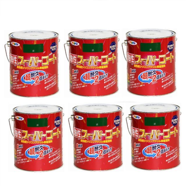 アサヒペン 油性スーパーコート １．６Ｌ 緑 6缶セット